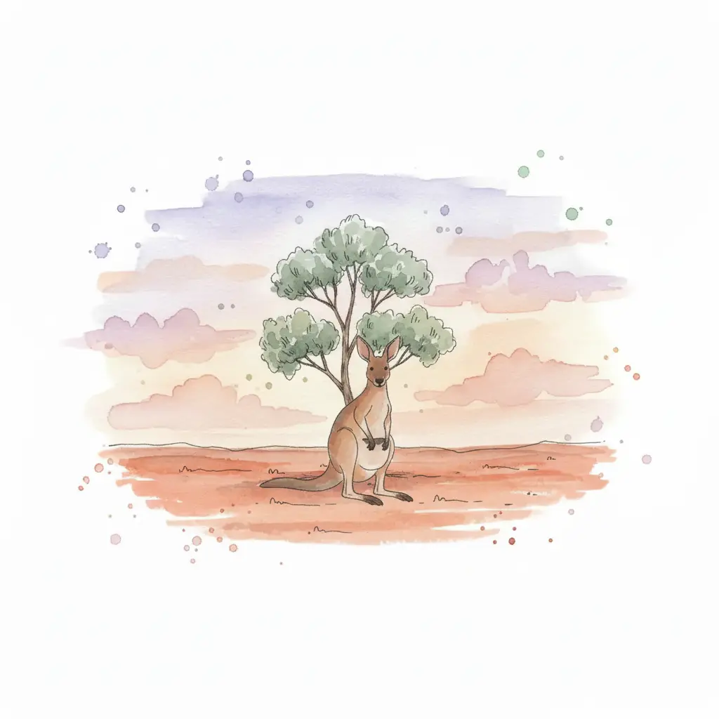 Aparecen las orejas largas y puntiagudas del canguro sobre la silueta de la cabeza.