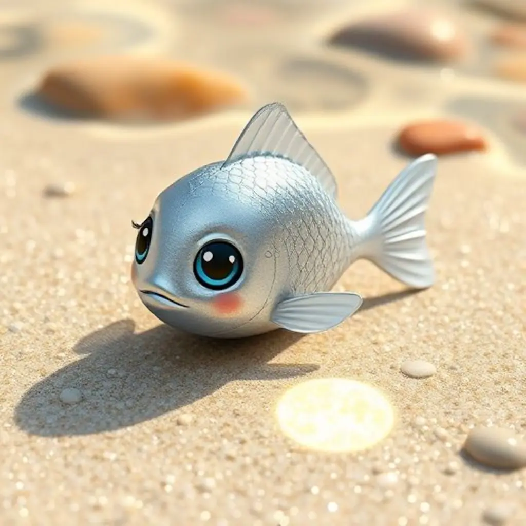 Chispita, una escama plateada, refleja la luz de la luna en la arena del río, creando un mapa brillante.