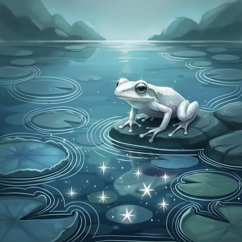 En el fondo del lago, un mapa de estrellas dormidas se ilumina suavemente, un secreto revelado.
