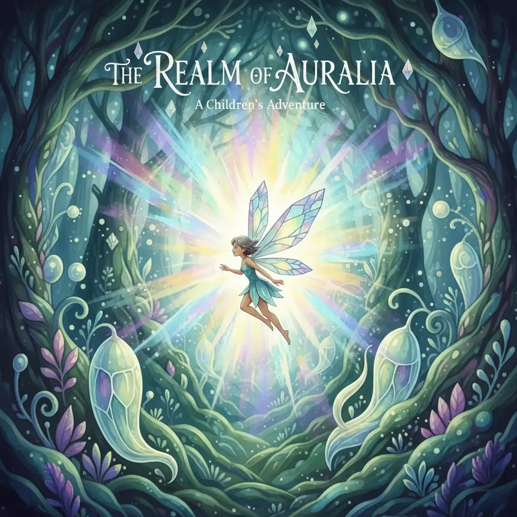 El hada sigue el brillo, adentrándose en la maravilla del bosque.