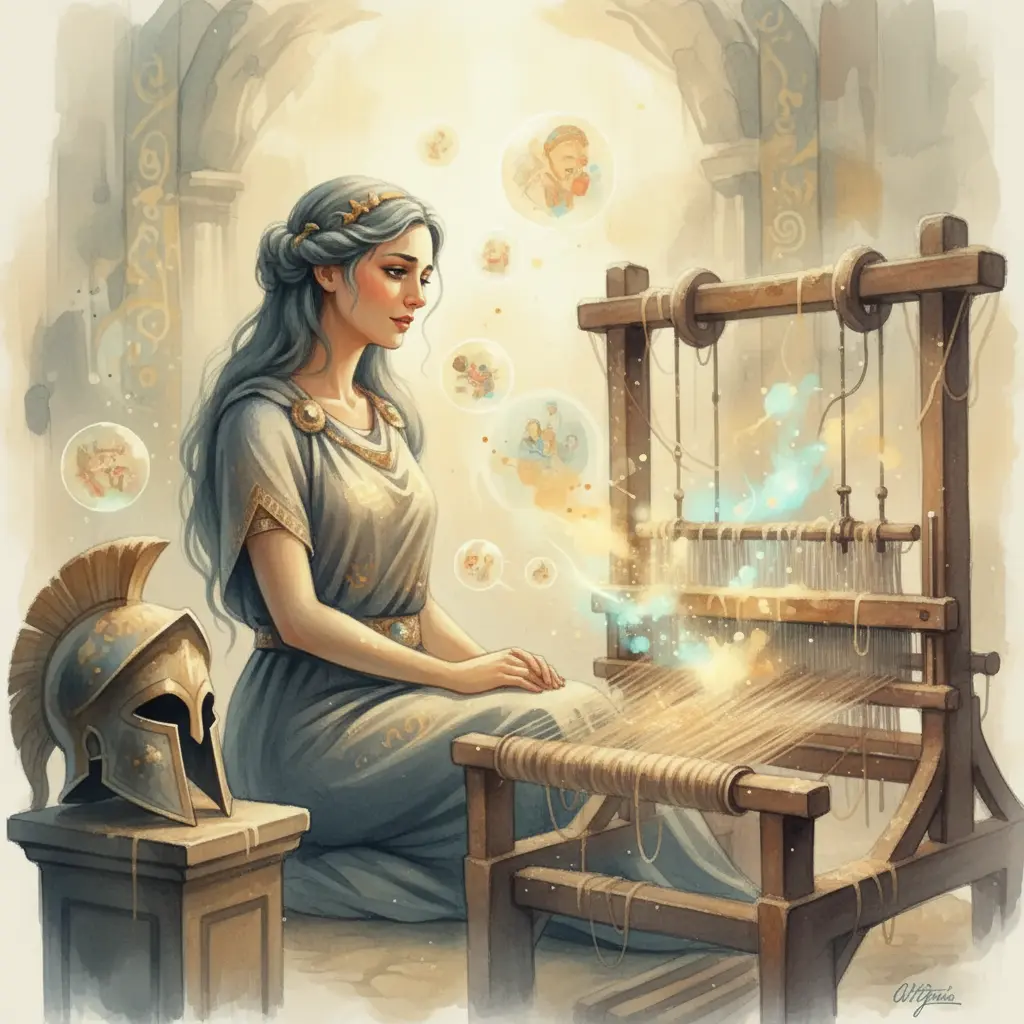 Atenea contempla las últimas burbujas de sueños, sintiendo la calidez de los recuerdos.