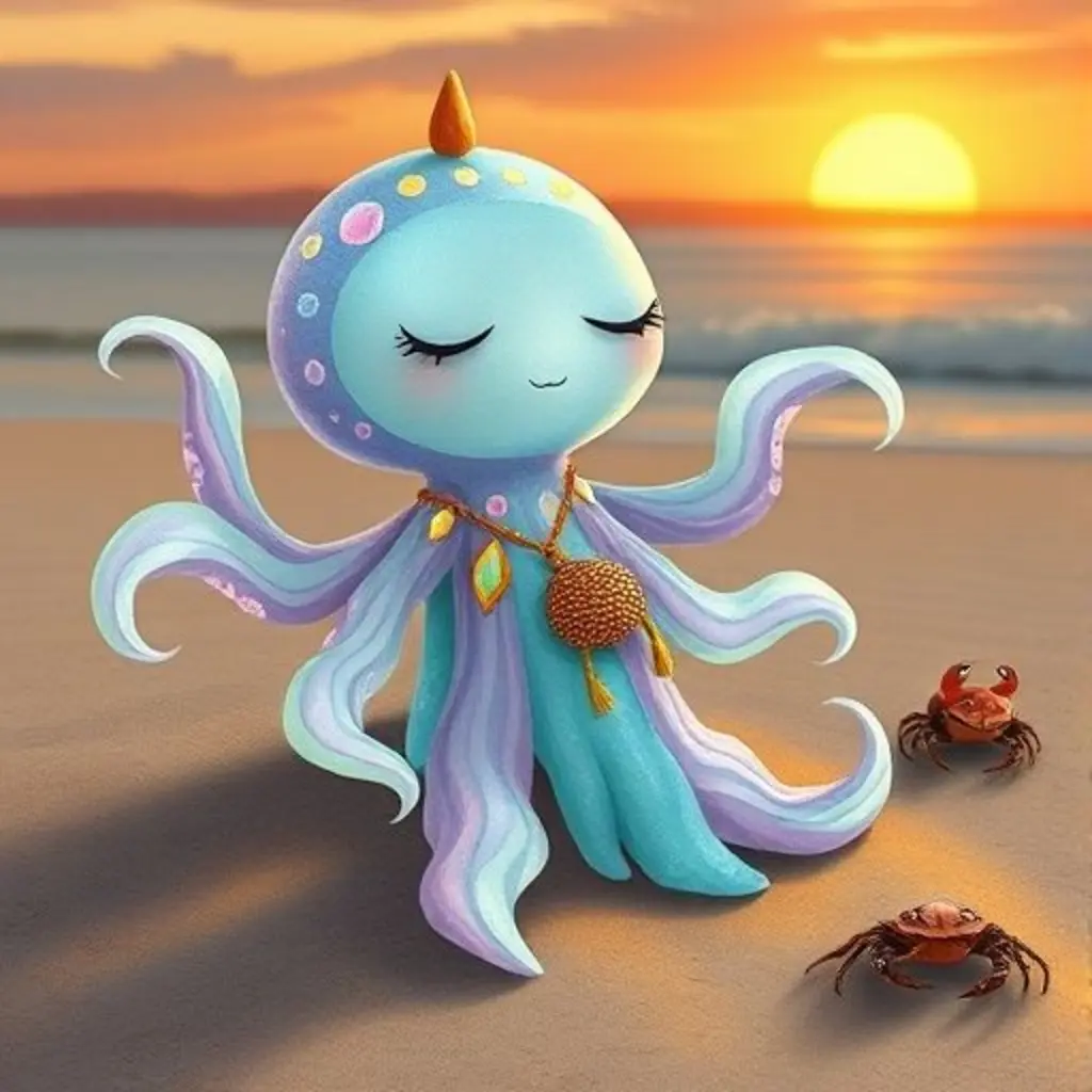 Disio, sentado en la arena con los ojos cerrados, soñando, mientras el sol se pone.