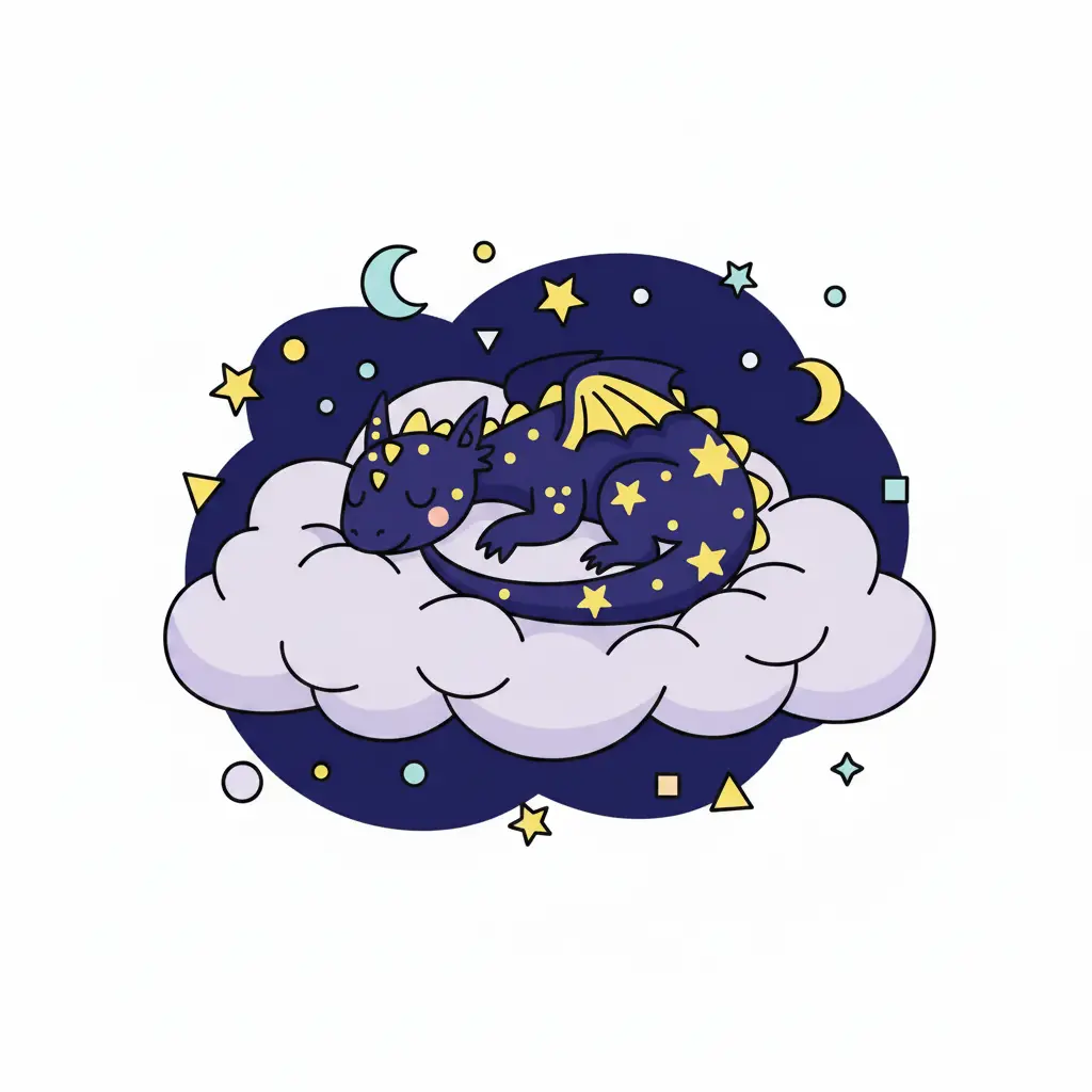 Lyra durmiendo plácidamente con los ojos cerrados sobre su nube.