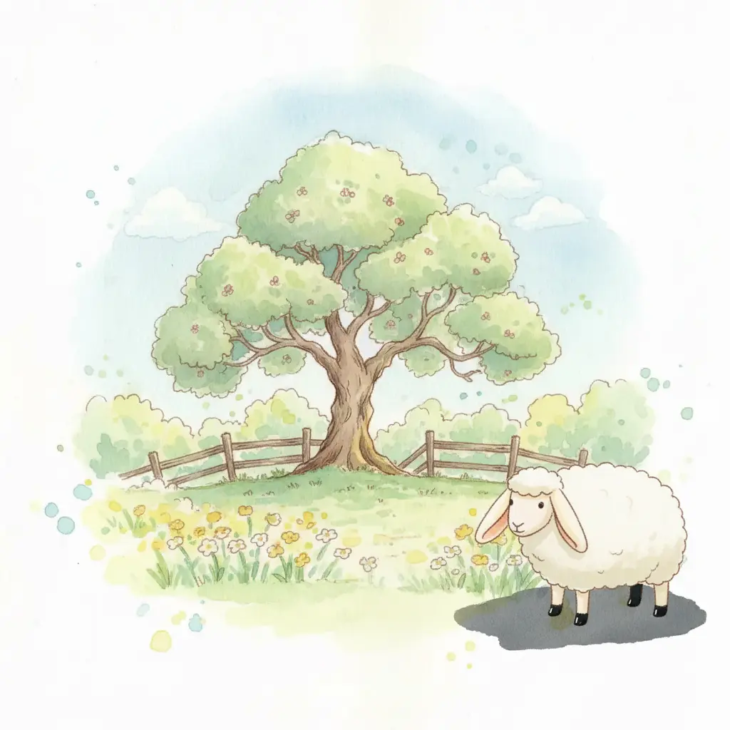 Sobre la lana blanca han aparecido dos orejas largas y caídas que escuchan el viento.