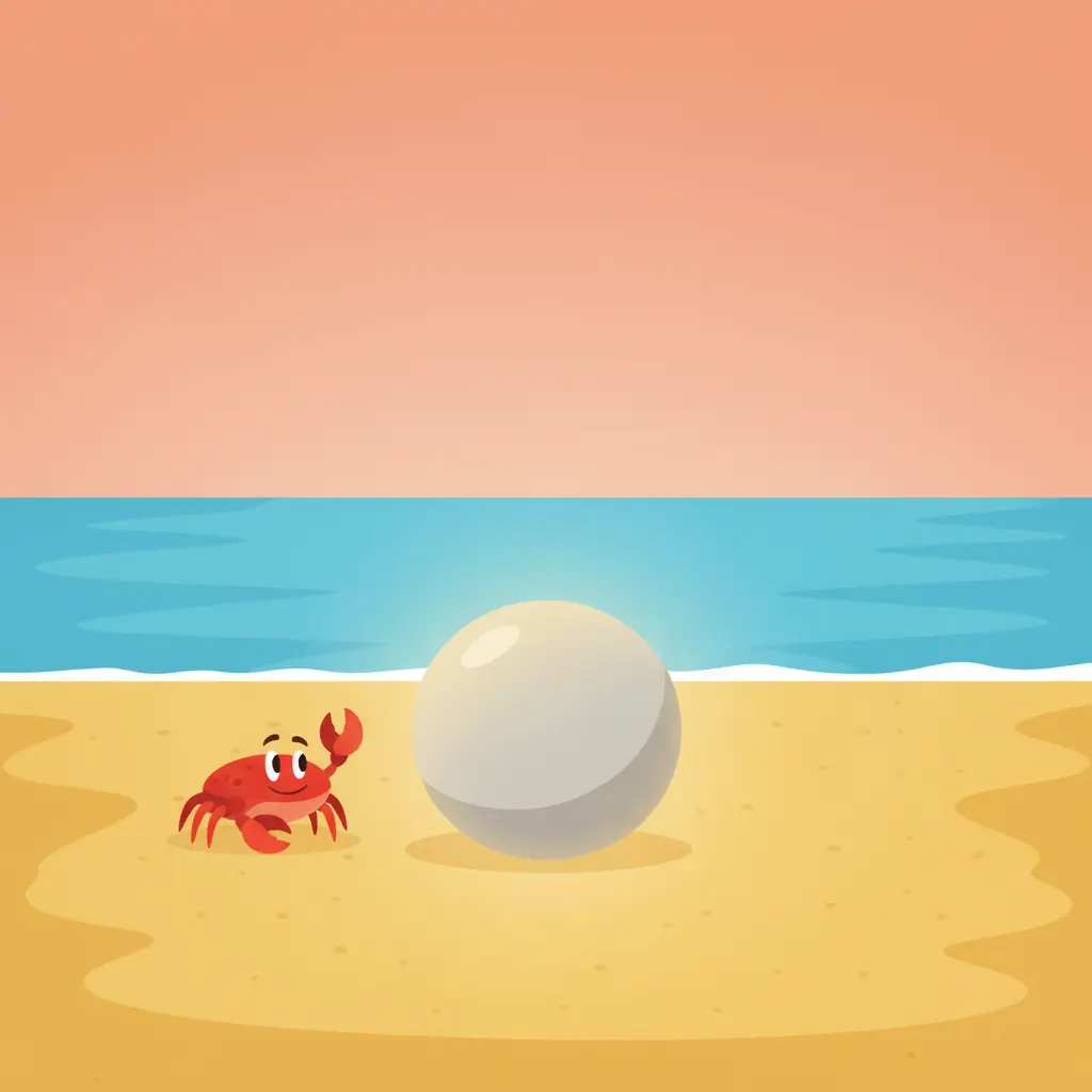 Un cangrejo rojo llamado Clic se acerca a Calientito al atardecer.