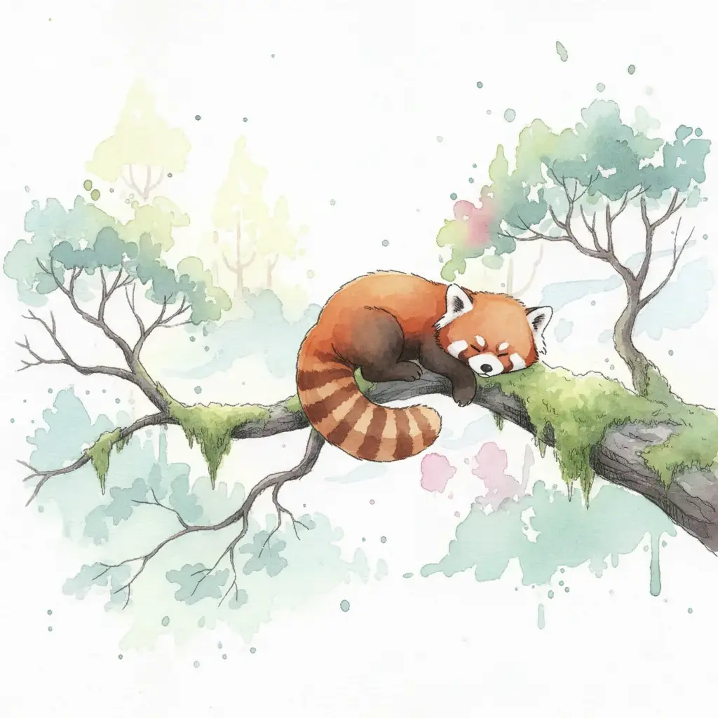 Un cuerpo de pelaje rojizo aparece sobre la rama, pero su cara sigue en la sombra.