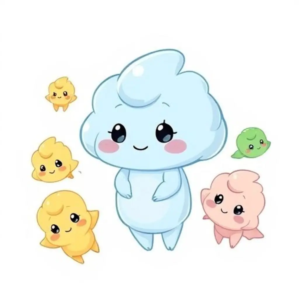 Suspirín se encuentra con otros suspiros de diferentes colores y tamaños.