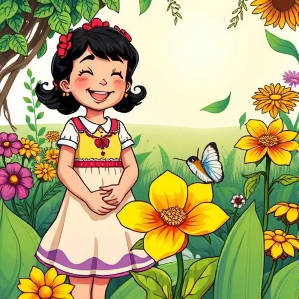 El jardín florece y Rita está feliz y orgullosa de su lluvia.