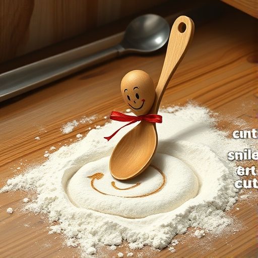 Cuchy descubre su talento para dibujar caritas y laberintos en la harina, sorprendiendo a los otros cubiertos.