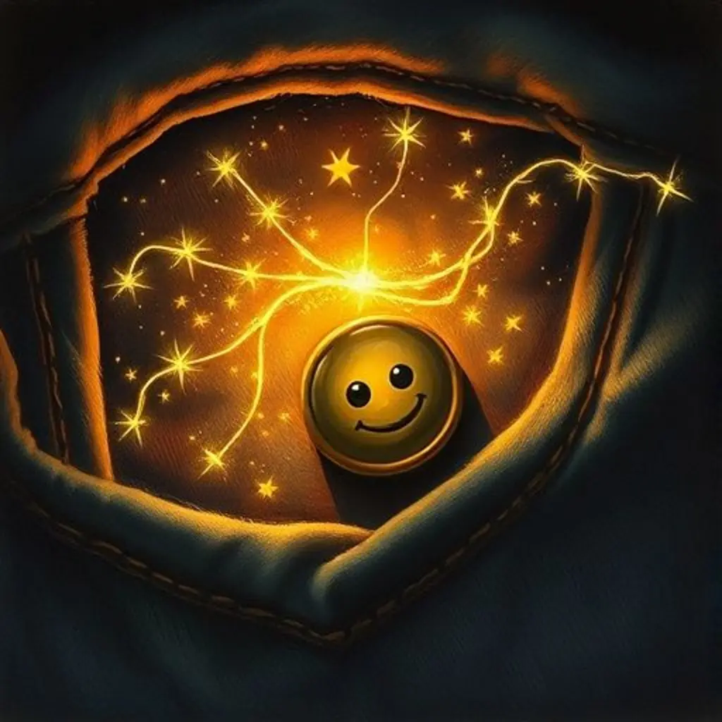 Bip, el botón, ilumina el bolsillo con sus estrellas, compartiendo la luz.