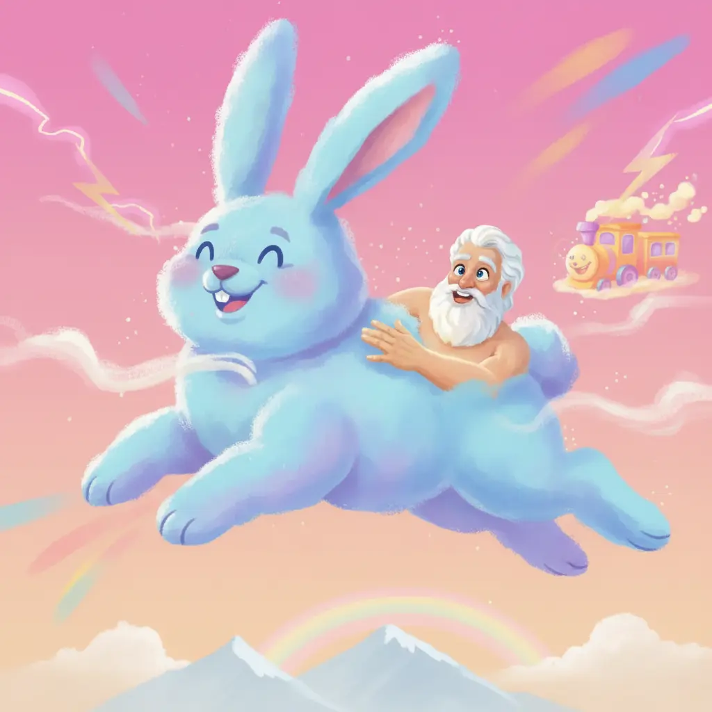 Las nubes se transforman en figuras divertidas y coloridas.