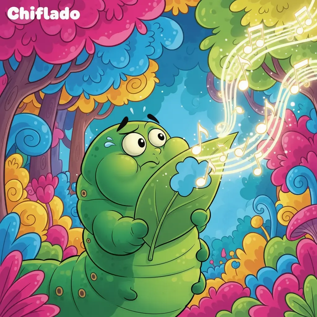 La oruga muerde la hoja y de ella salen notas de opereta.