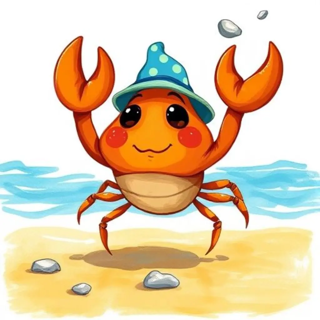 Risitas, un cangrejo curioso, escucha el susurro de la brisa en la playa.