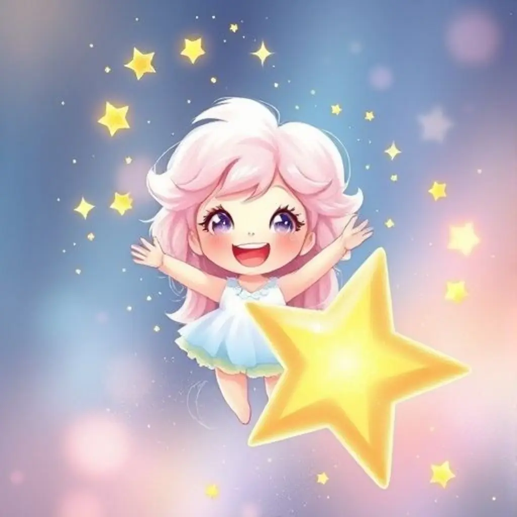 Centella salpica destellos en una estrella, que brilla intensamente y se ríe de las cosquillas.