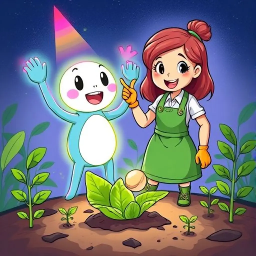 Gura y la jardinera Lara encuentran la semilla brillante.