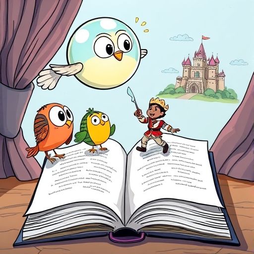 Burbuja, el búho, los peces, el príncipe y su perro conversan alegremente en el aire.