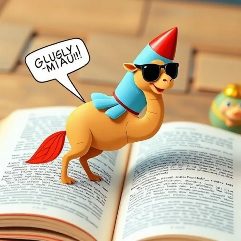 Curio toca un camello con gafas y el camello hace un sonido gracioso.