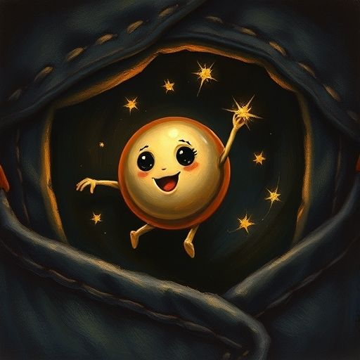 Bip, el botón, crea constelaciones de luz en el bolsillo oscuro.