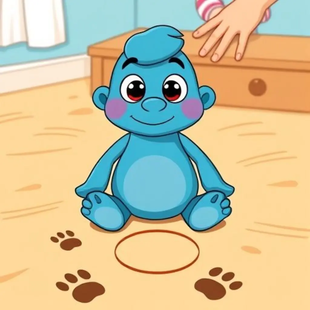 Plastilín Amigo, de vuelta en la mesa, siente gratitud por haber limpiado el suelo.