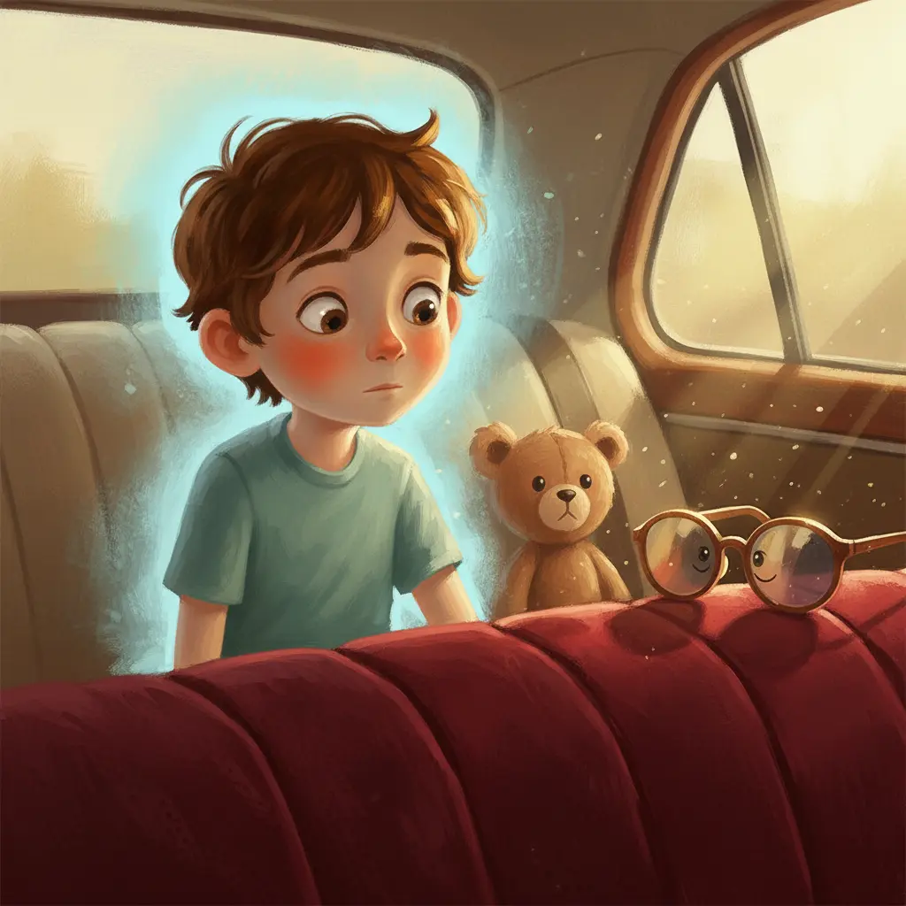 Leo se siente un poco triste, y Reflejo lo ayuda a ver su osito de peluche.