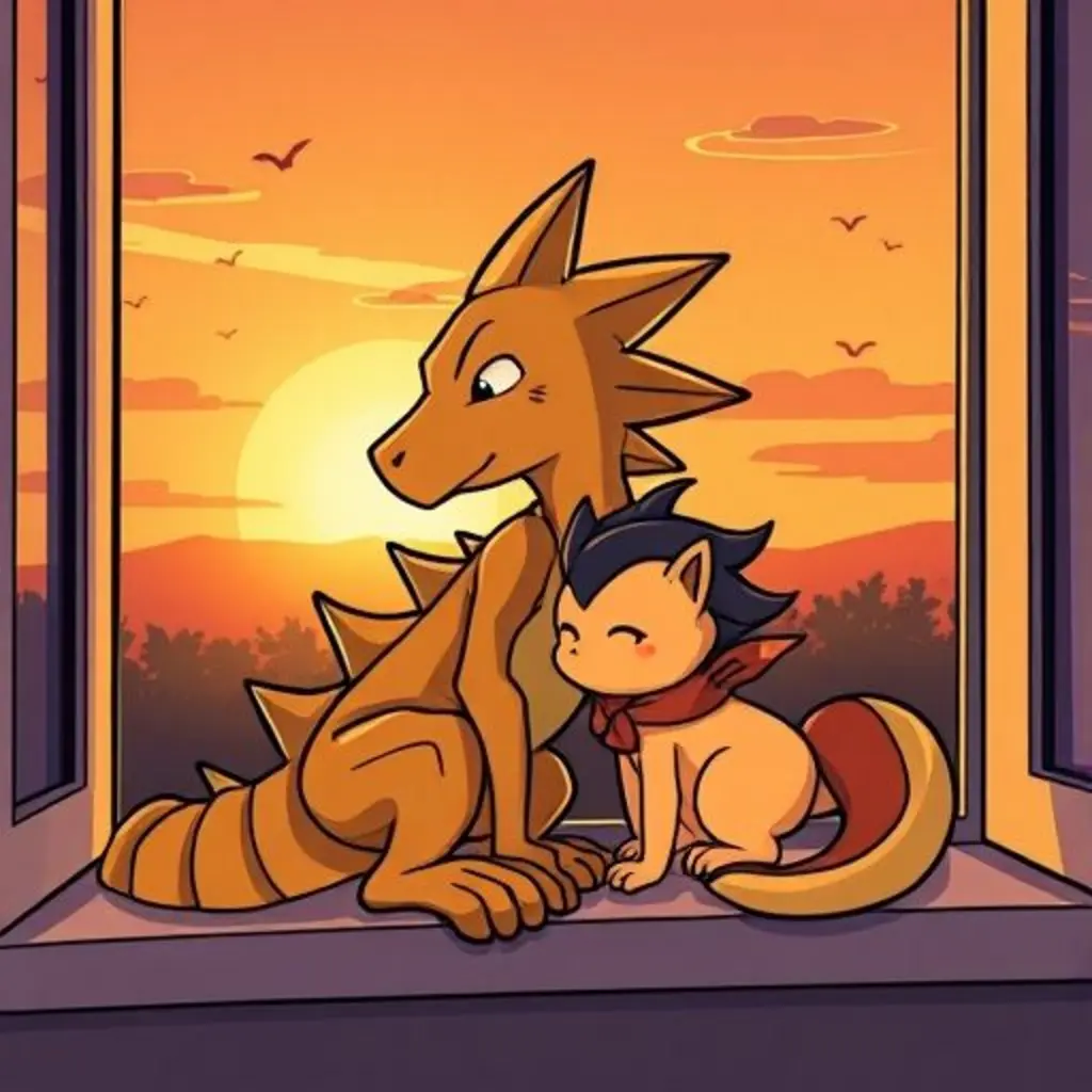 Espino y Lira, la mariposa, disfrutan juntos de un hermoso atardecer, felices y en paz.