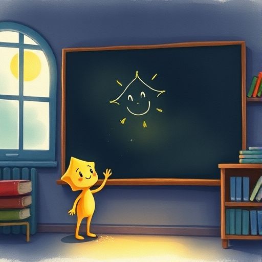 Luminoso el borrador estrella en una pizarra, creando polvo de estrellas.