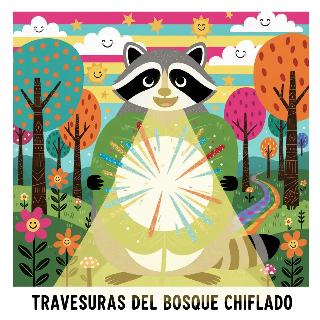 El mapache sonríe con asombro, preguntándose qué más sorpresas traerá el día.