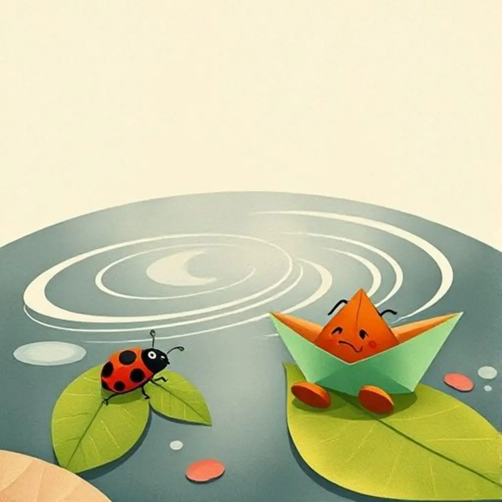 Botecito gira para ayudar a Mari, una mariquita triste, en el charco.