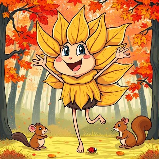 Ramo, el manojo de hojas, feliz y confiado, siendo levantado por el viento en el bosque.