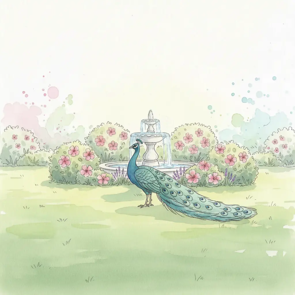 El ave muestra ahora una cola muy larga y verde que arrastra por el suelo como una capa.