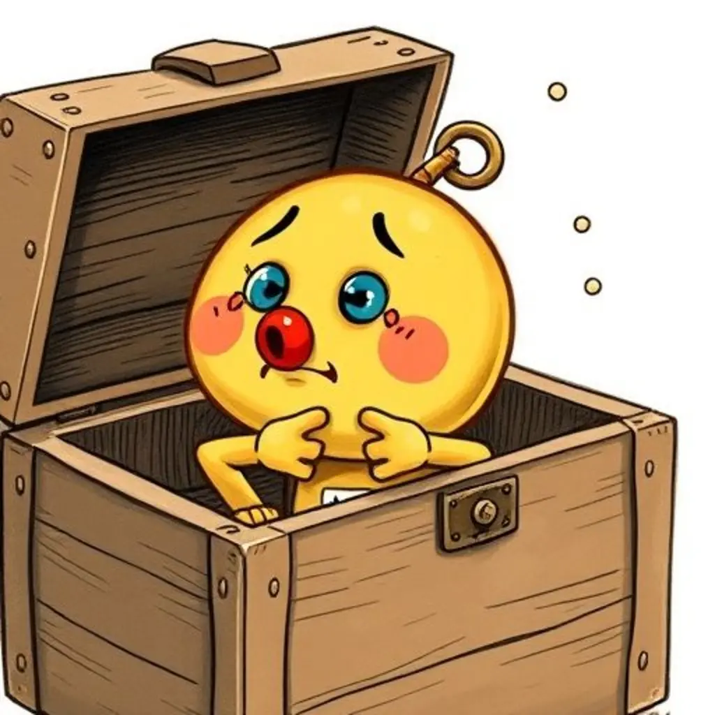 Silbatín, un silbato amarillo, se sacude con esfuerzo dentro de un baúl de juguetes.