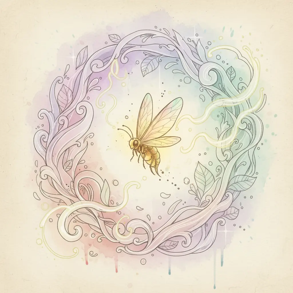 La luciérnaga se ha convertido en un pequeño farolillo volador, irradiando una luz cálida y constante.