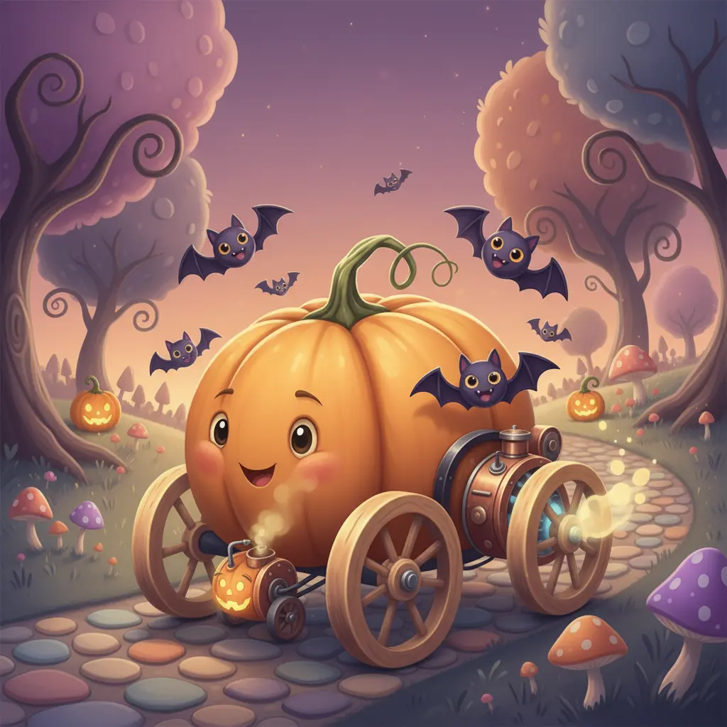 Calabaza Trotadora con ruedas, lista para la carrera de Halloween.