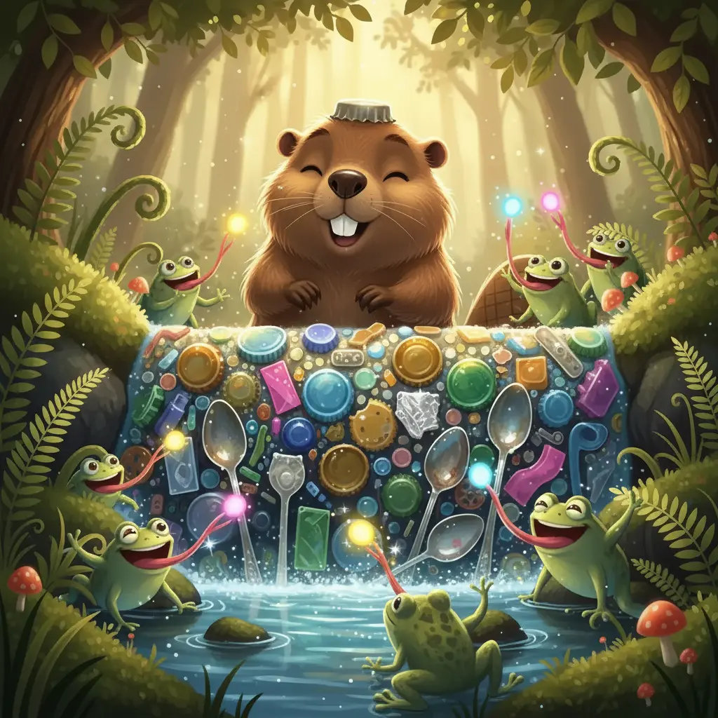 Ranas felices atrapando insectos luminosos atraídos por los destellos de la presa de Copito.