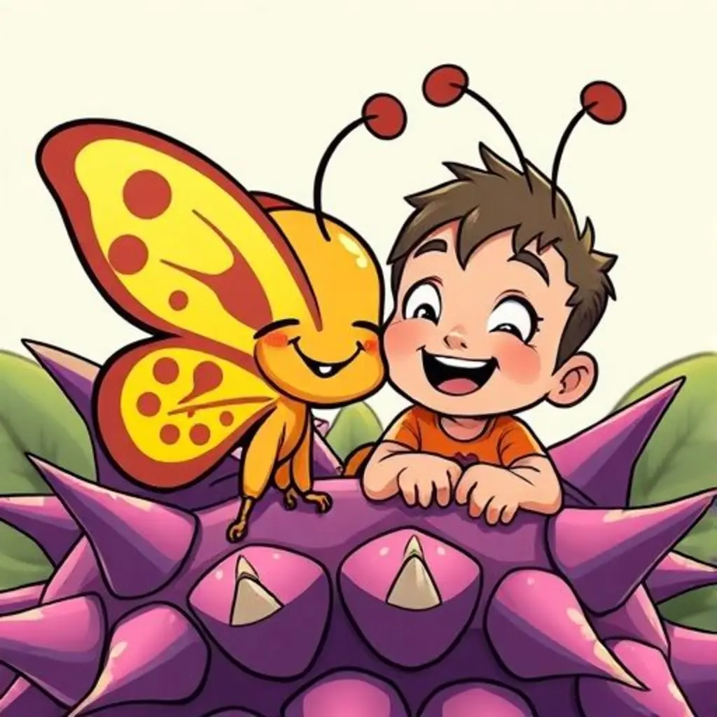 La mariposa Lira descansa felizmente entre las espinas del sorprendido cactus Espino.