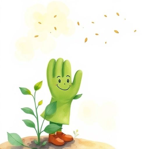 Mano Verde mira con alegría cómo las semillas vuelan con el viento.