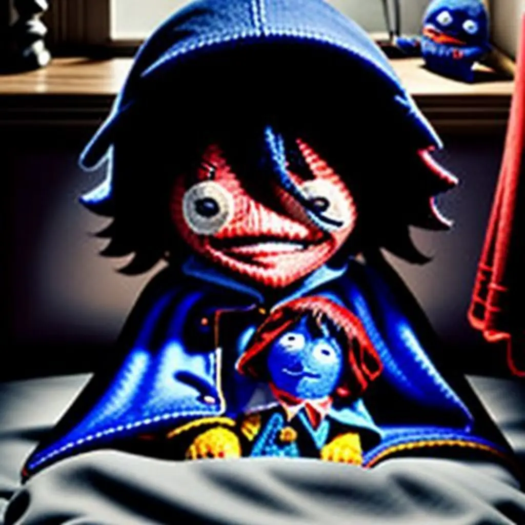 Leo le da un beso de buenas noches a Calcetín Valiente.