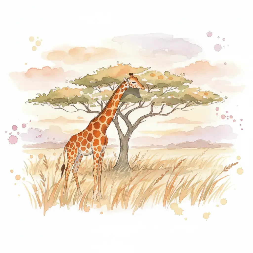 Un cuello larguísimo decorado con manchas naranjas se eleva hacia el cielo, pero su cara sigue oculta.