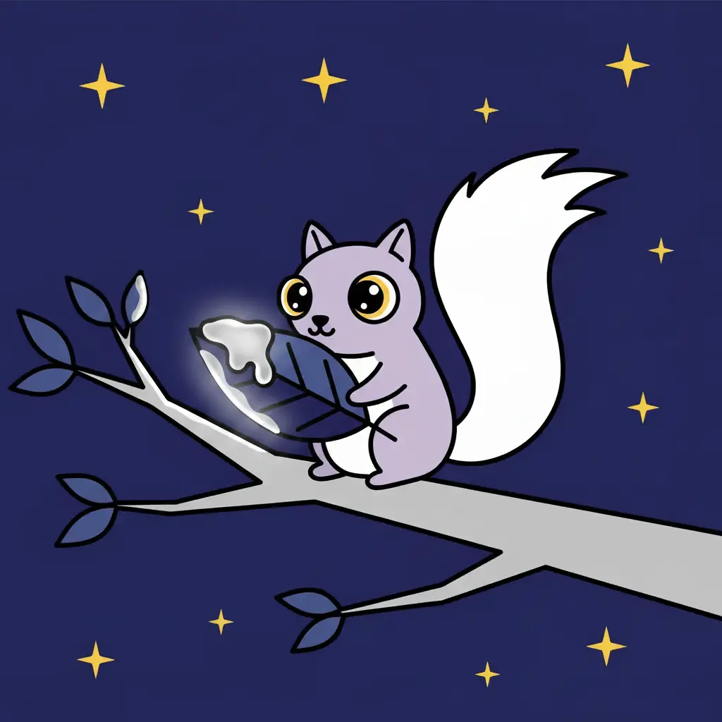 Esquiru poniendo una gota de resina plateada en el borde de su hoja oscura.