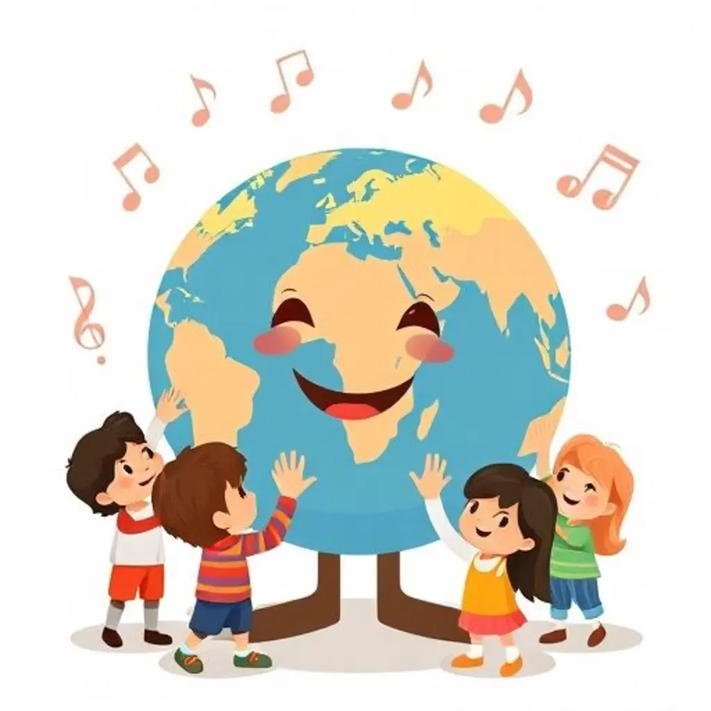 Niños tocando a Mundo y escuchando sus diferentes canciones con alegría.