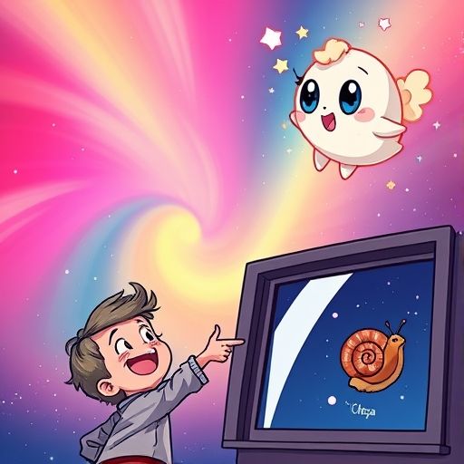 Chispa Estelar brilla con una aurora espectacular mientras un niño ríe al ver un caracol bailarín.