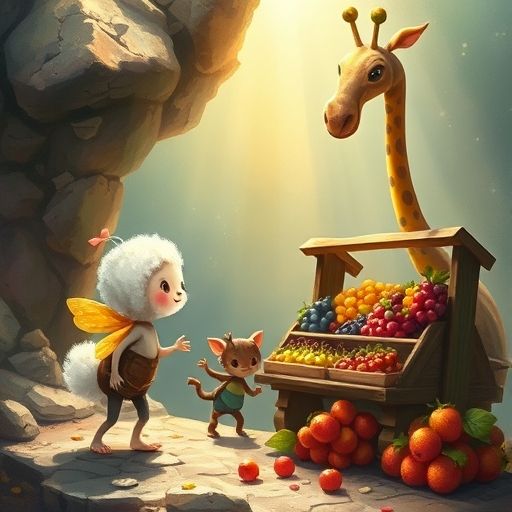 Podom, Lila, Rolo y Girasola trabajan juntos para alcanzar las verdaderas bayas.