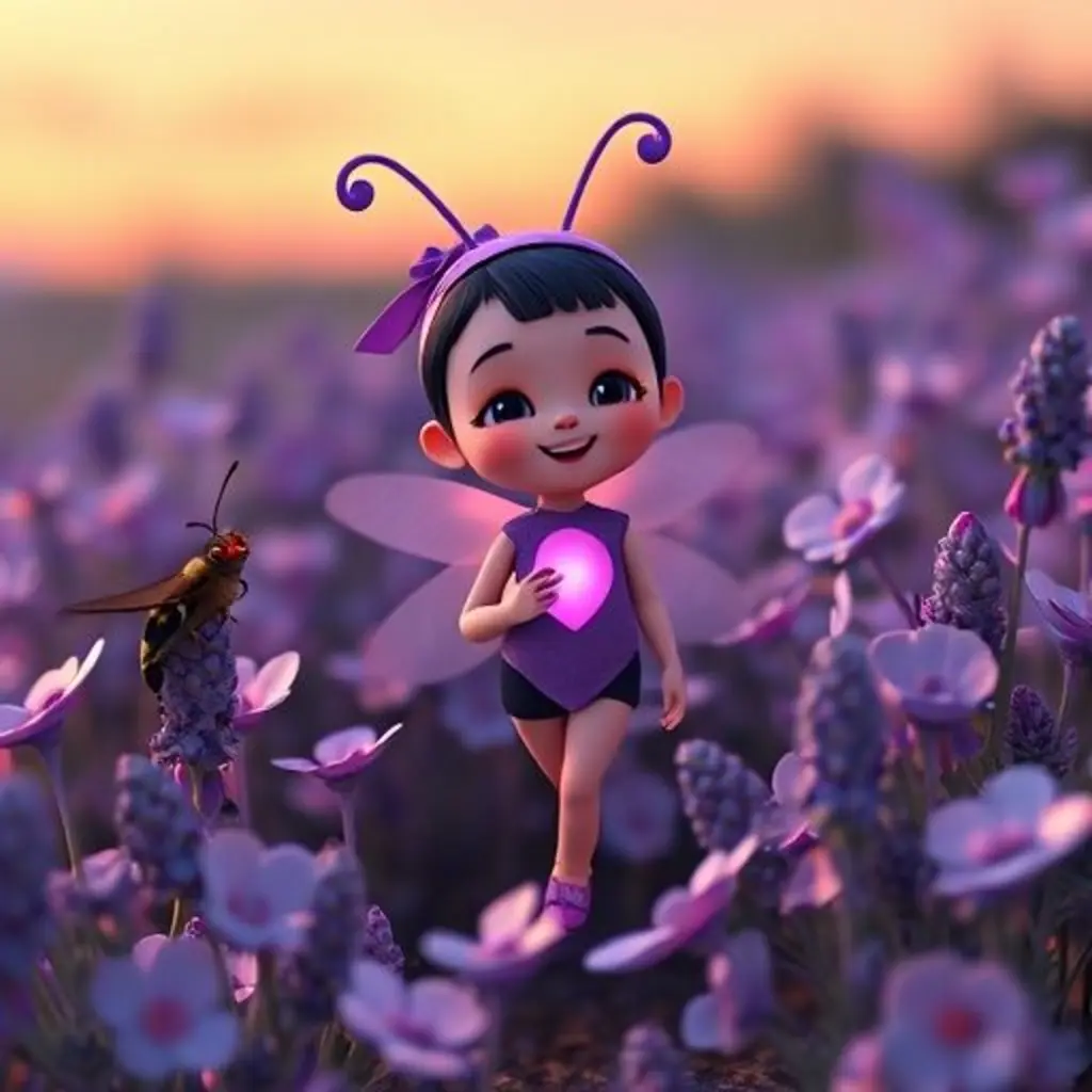 Lita hace bailar muchas sombras de lavanda para una mariposa nocturna.