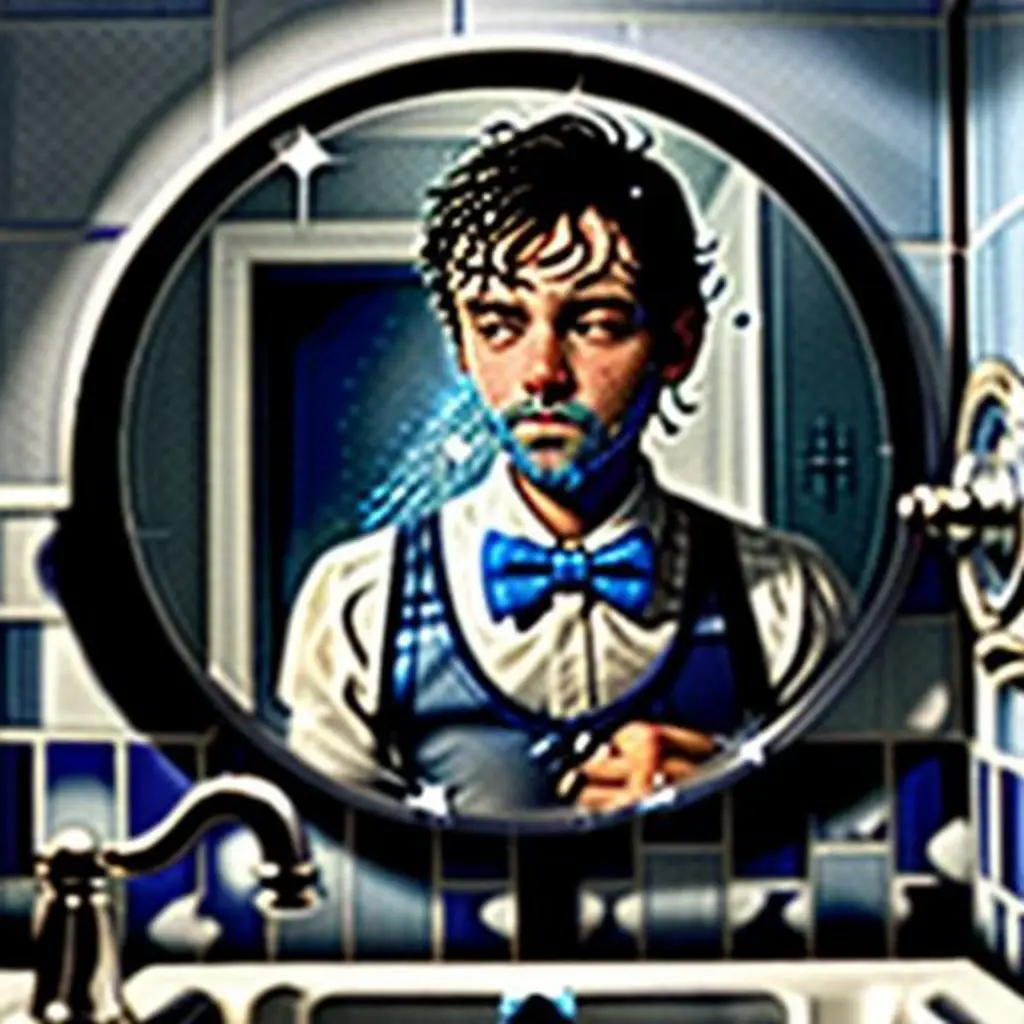 Cepillín se mira en el espejo, intentando recrear la música mágica.