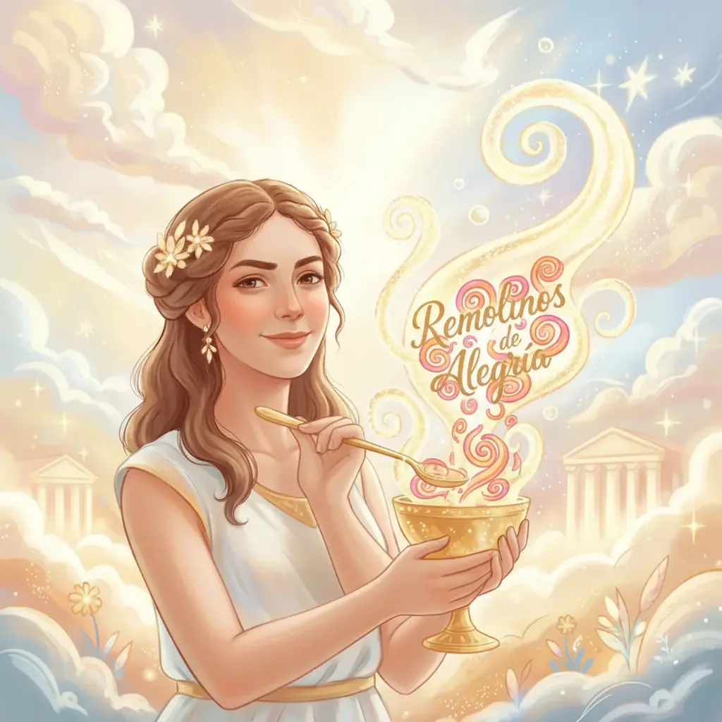 Hebe remueve el néctar y aparecen remolinos brillantes.