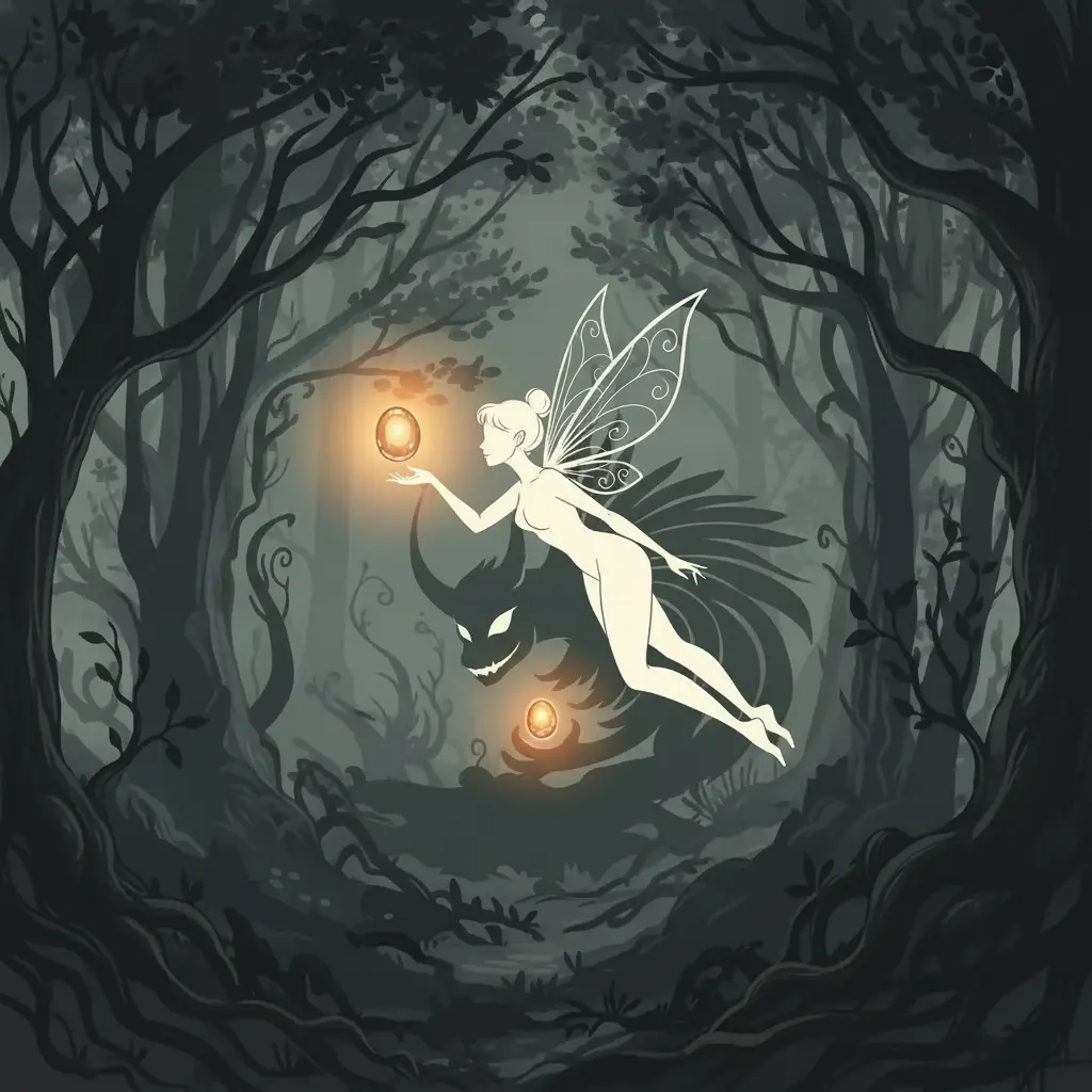 Lira se encuentra con una astuta criatura cambiante que le muestra una piedra brillante.