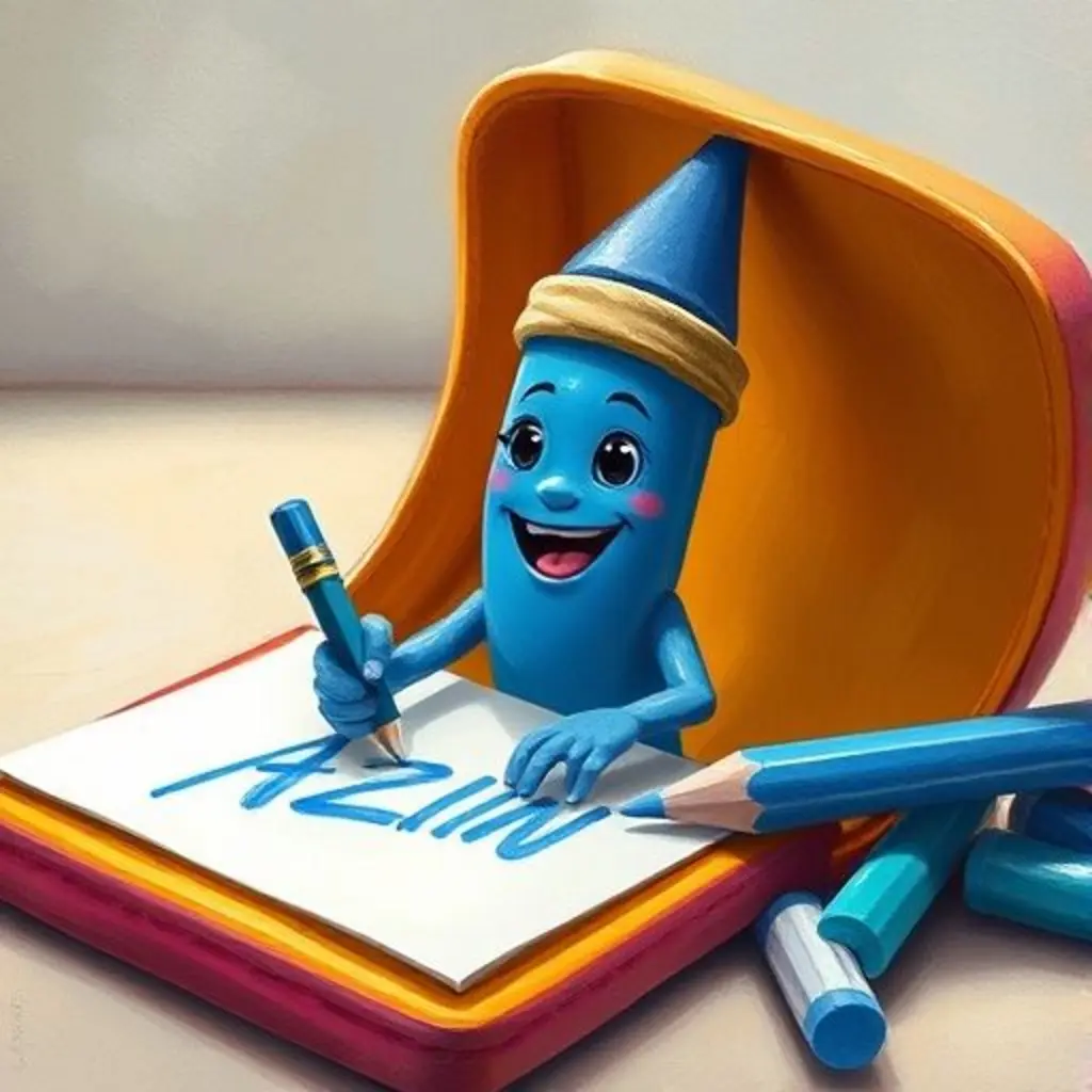 Azulín, el lápiz azul, dibuja líneas rectas dentro de su estuche.