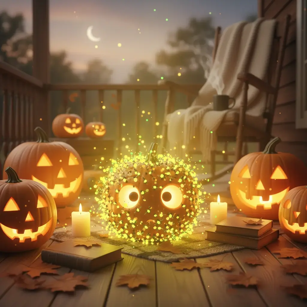 Las luciérnagas se posan sobre Pepita, parpadeando rápidamente.