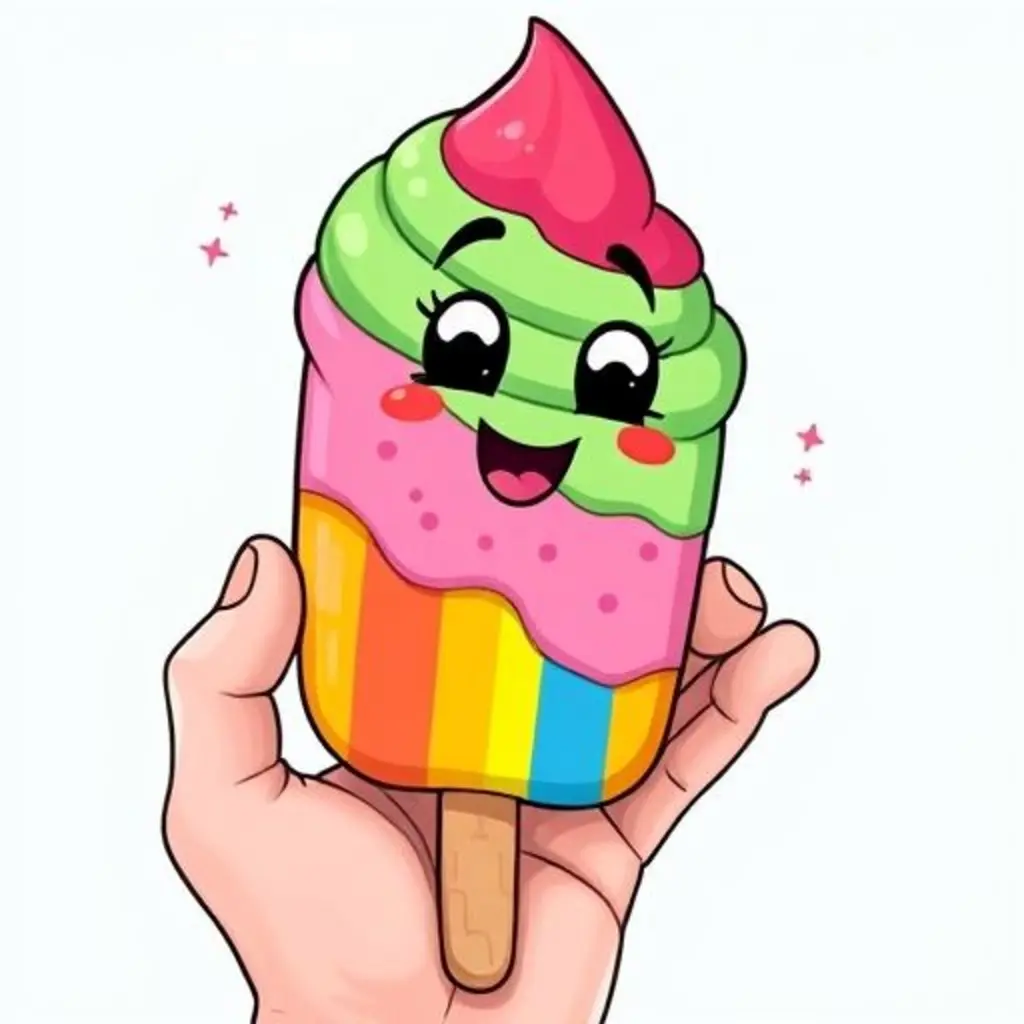 Una mano de niña toma a Paleta para servir helado de fresa y menta.