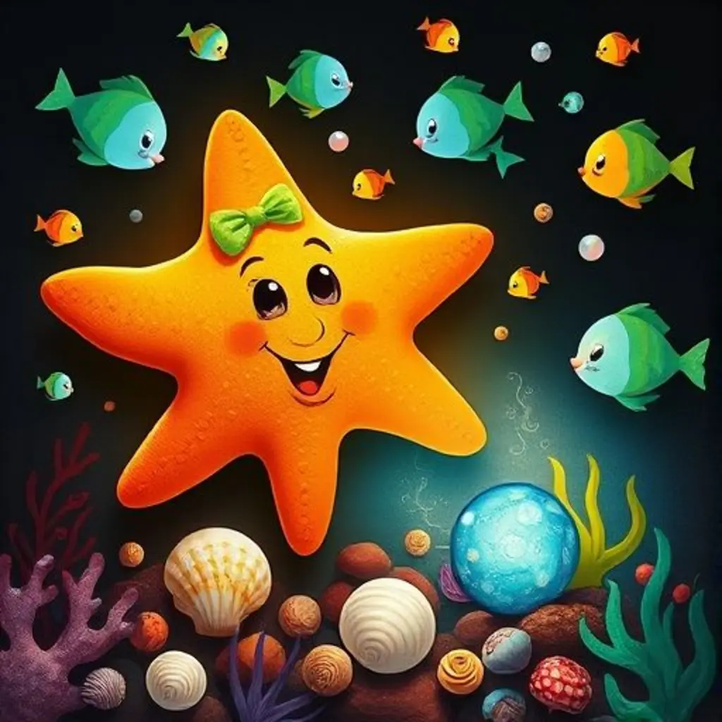 Estrellita Marina brilla intensamente, iluminando tesoros para muchos pececitos felices.